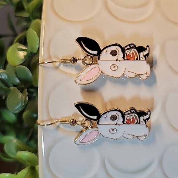 Goth Bunny Drop Earrings - Picture 1 of 6